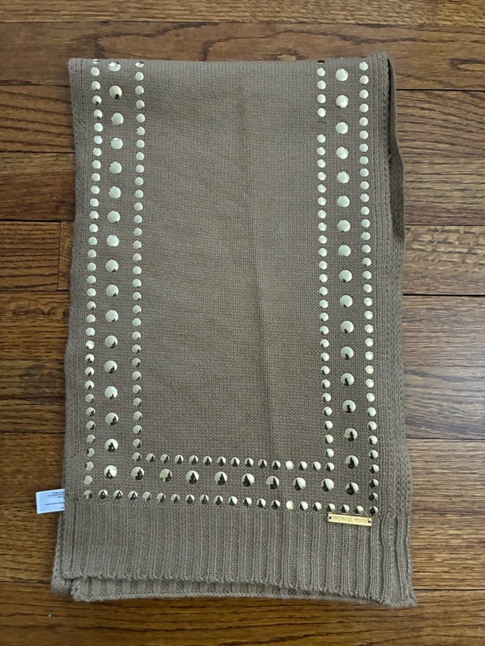 Michael Kors Studded Knit Scarf in Camel